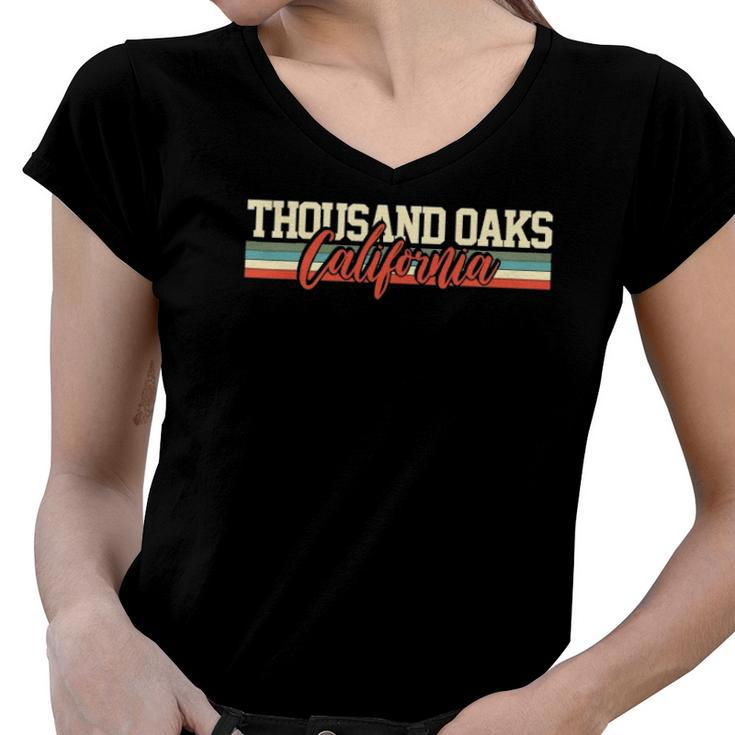Thousand Oaks California Vintage Retro Women V-Neck T-Shirt