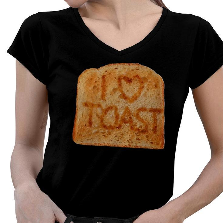 Toasted Slice Of Toast Bread Women V-Neck T-Shirt