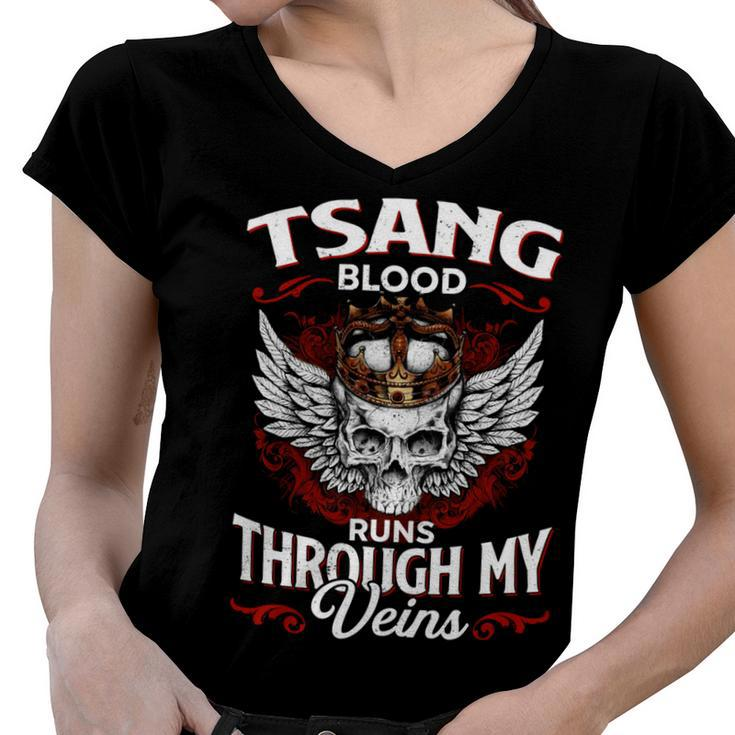 Tsang Blood Runs Through My Veins Name Women V-Neck T-Shirt