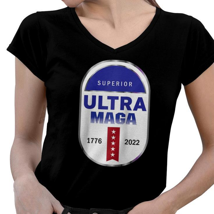 Ultra Maga 4Th Of July Raglan Baseball Tee Women V-Neck T-Shirt