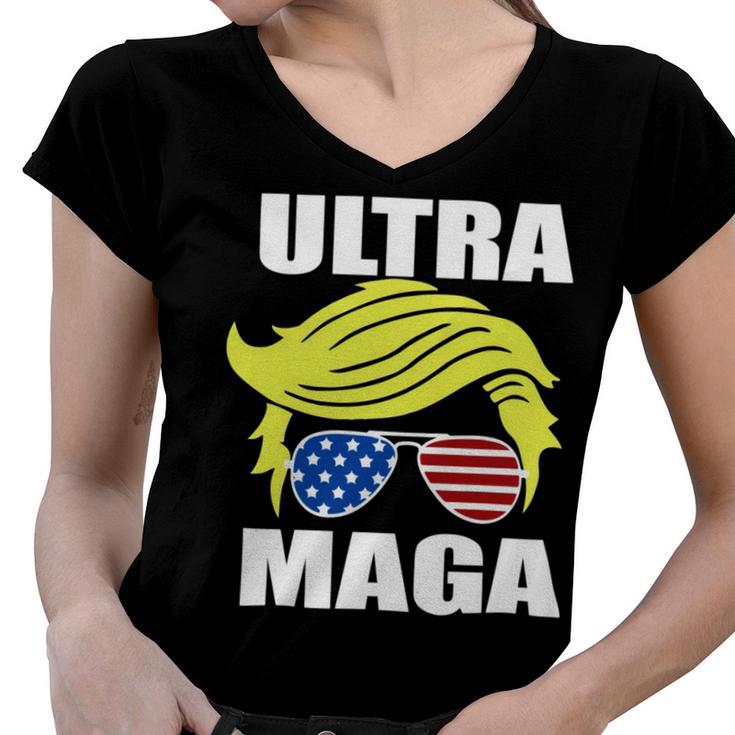 Ultra Maga Joe Biden Pro Trump Gift Women V-Neck T-Shirt