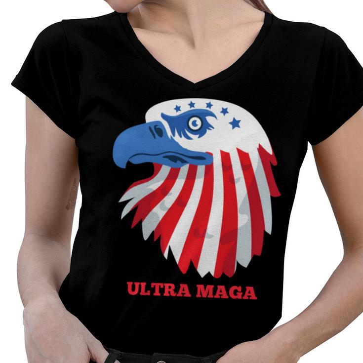 Ultra Maga Memorial Day Women V-Neck T-Shirt