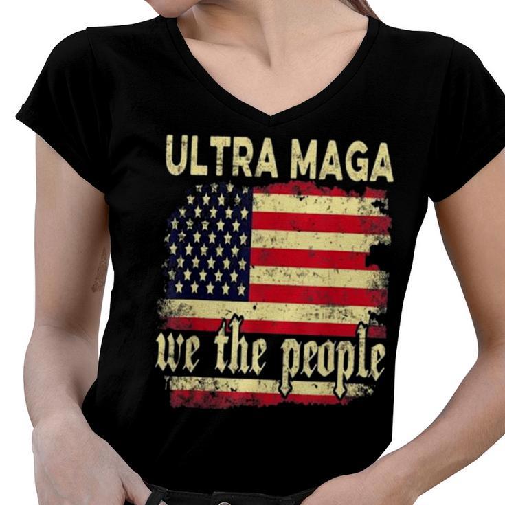 Ultra Maga We The People Vintage Women V-Neck T-Shirt