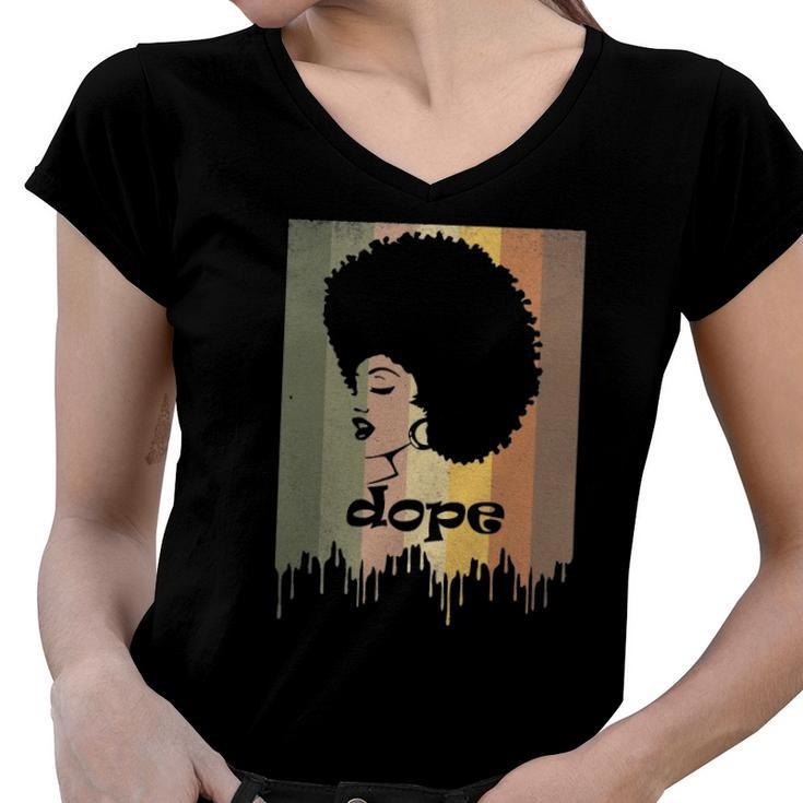Unapologetically Dope Vintage Retro Black History Month Women V-Neck T-Shirt