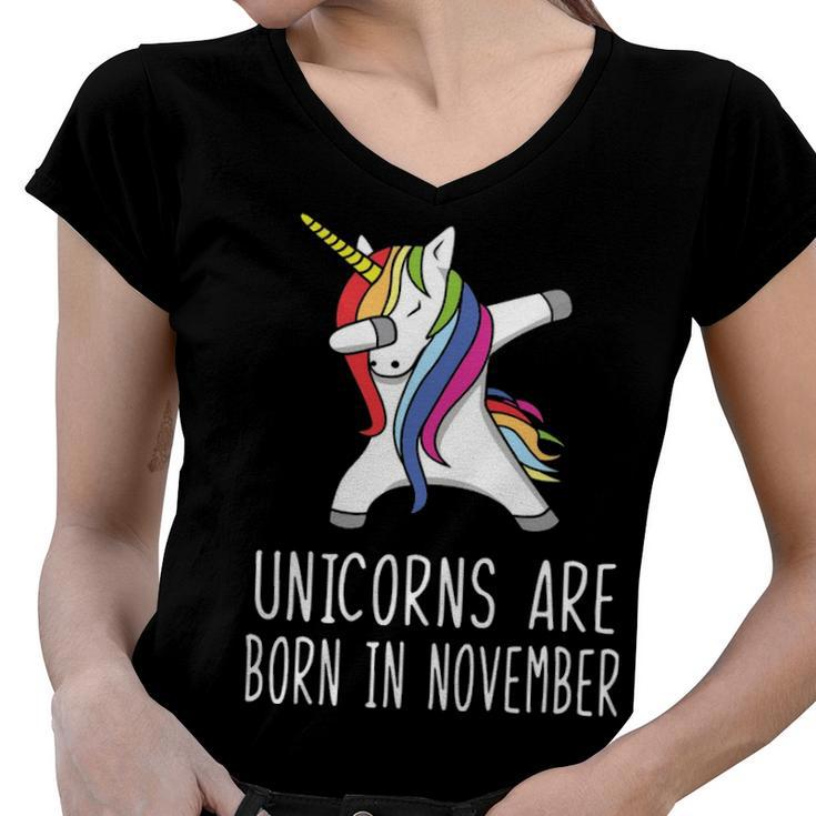 Unicorns Are Born In November Women V-Neck T-Shirt