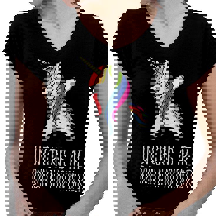 Unicorns Are Born In November Women V-Neck T-Shirt