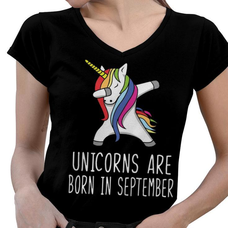 Unicorns Are Born In September Women V-Neck T-Shirt