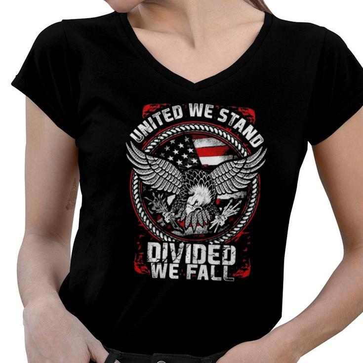 United We Stand Divided We Fall Gift Women V-Neck T-Shirt