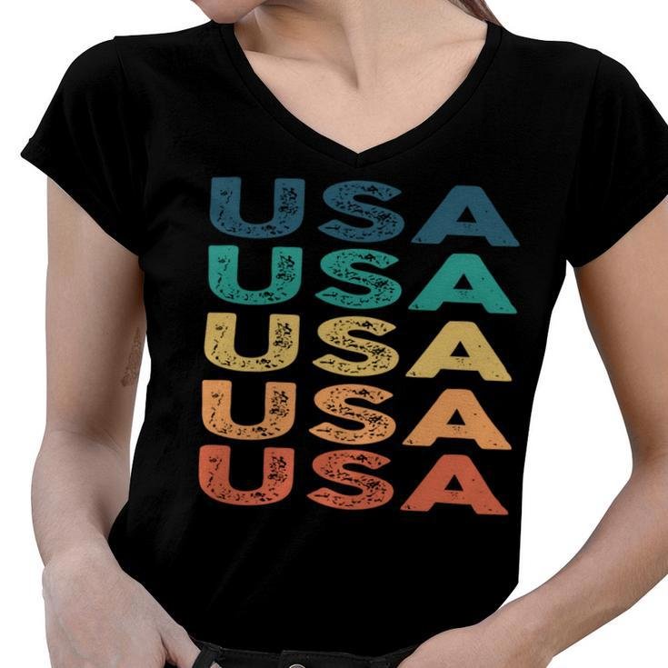 Usa Name Shirt Usa Family Name Women V-Neck T-Shirt