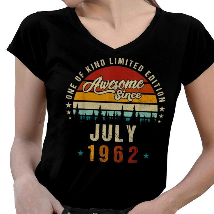 Vintage 60Th Birthday Awesome Since July 1962 Epic Legend  Women V-Neck T-Shirt