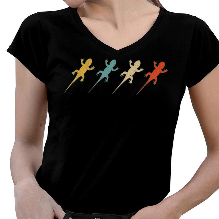 Vintage Lizard Retro For Animal Lover 172 Shirt Women V-Neck T-Shirt