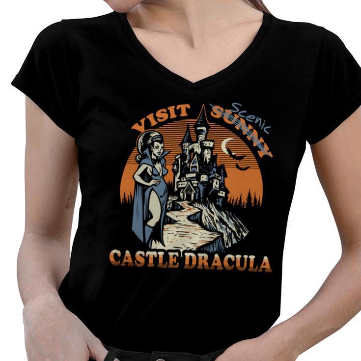 Visit Scenic Castle Dracula  220 Trending Shirt Women V-Neck T-Shirt