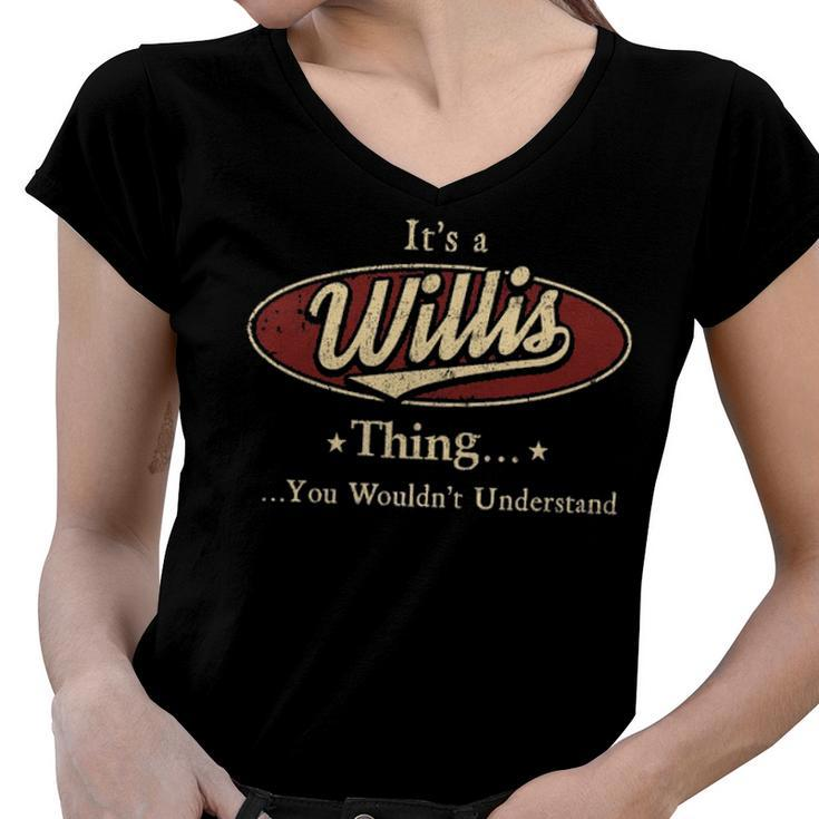 Willis Shirt Personalized Name Gifts T Shirt Name Print T Shirts Shirts With Name Willis Women V-Neck T-Shirt