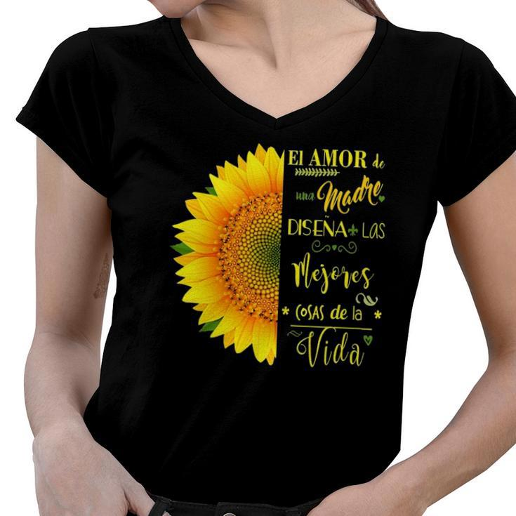 Womens Dia De La Madre  El Amor De Madre Mensaje En Español Women V-Neck T-Shirt