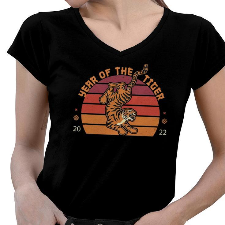 Year Of The Tiger Chinese Zodiac Chinese New Year 2022 Ver2 Women V-Neck T-Shirt