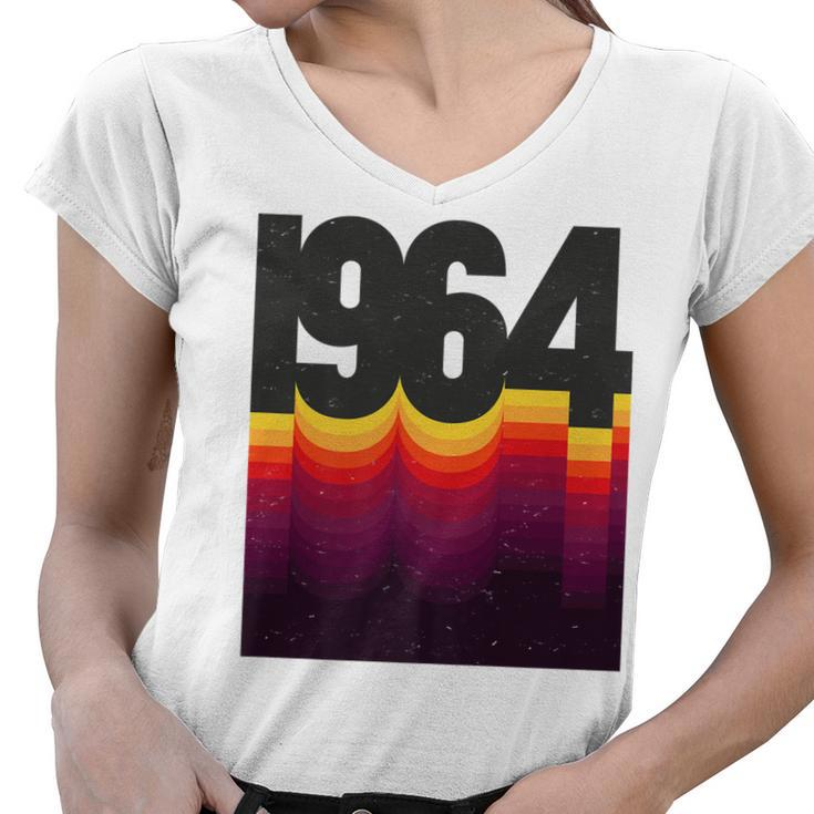 58Th Birthday Vintage Retro Style 1964   V2 Women V-Neck T-Shirt