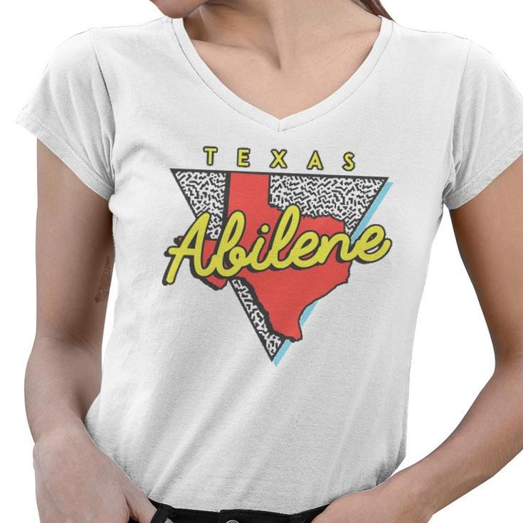 Abilene Texas Retro Triangle Tx City Women V-Neck T-Shirt