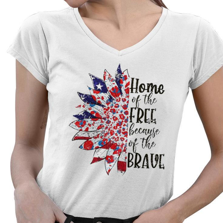 America The Home Of Free Because Of The Brave Plus Size Women V-Neck T-Shirt
