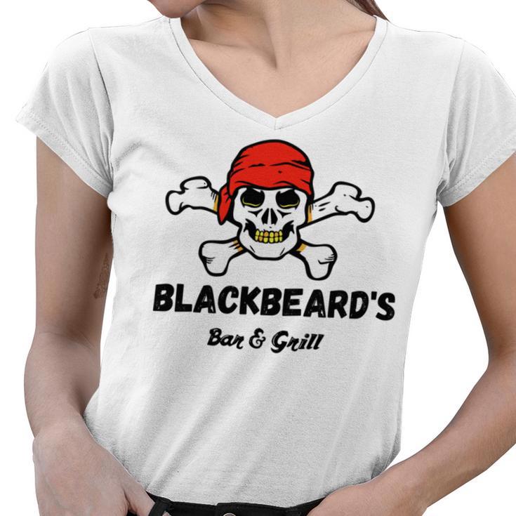 Blackbeards Bar Grill Women V-Neck T-Shirt