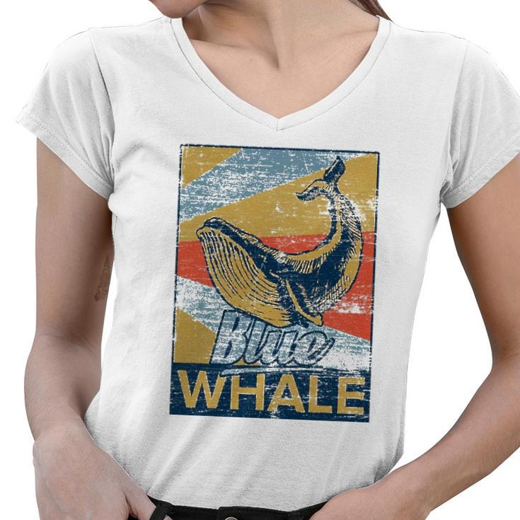 Blue Whale Animal Sea Zookeeper Gift Idea Women V-Neck T-Shirt