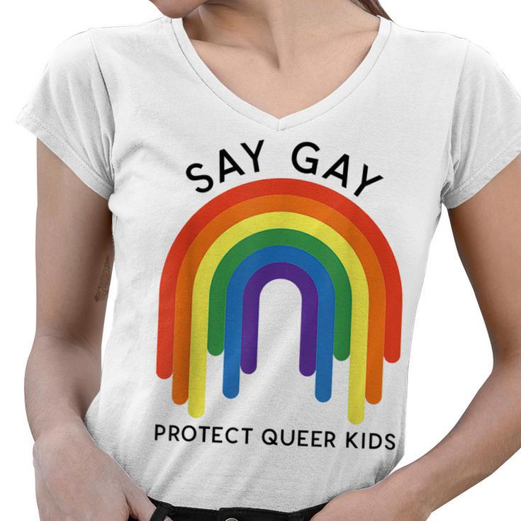 Dont Say Gay  Protect Trans Kids  Women V-Neck T-Shirt
