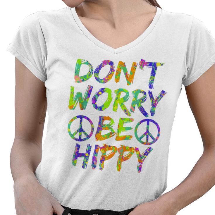 Donut Worry Be Happy Women V-Neck T-Shirt