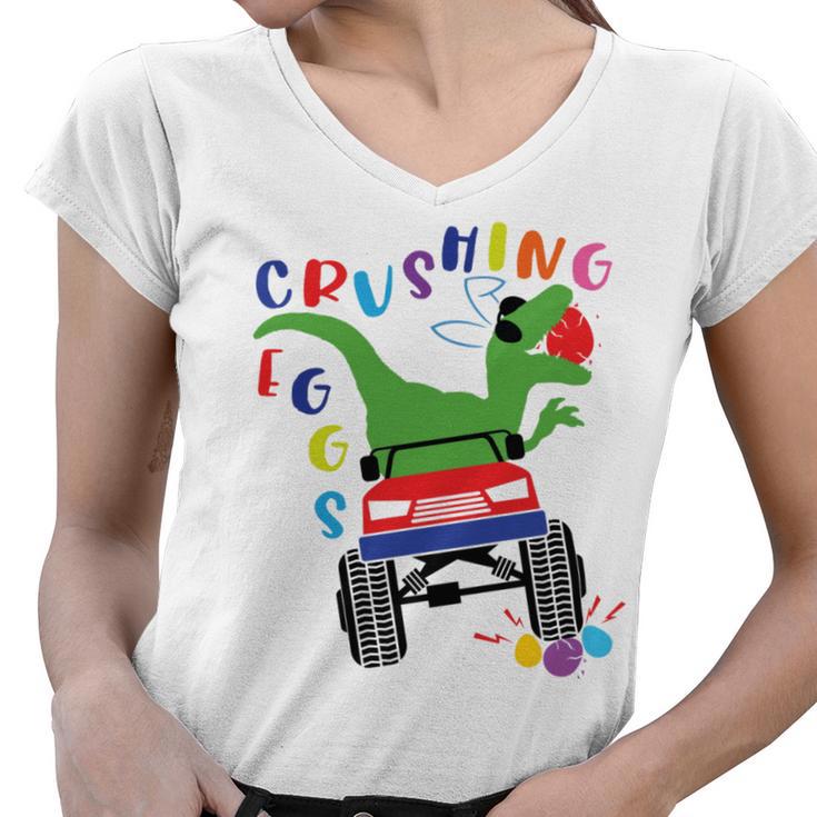 Easter Dinosaur Happy Eastrawr Easter Saurus Rex   Women V-Neck T-Shirt