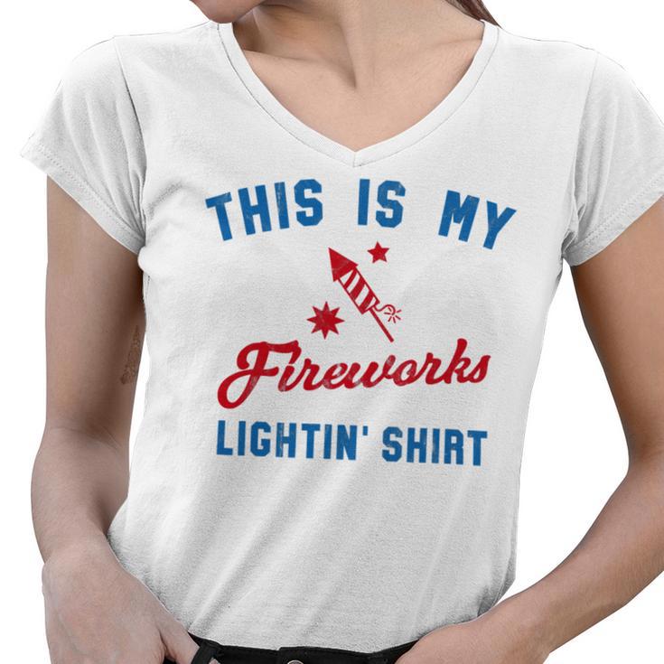 Fourth Of July My Fireworks Vintage 749 Shirt Women V-Neck T-Shirt