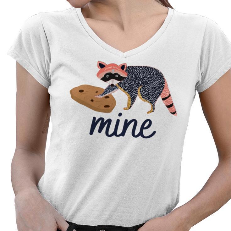 Funny Cookie Raccoon Food Lover Women V-Neck T-Shirt