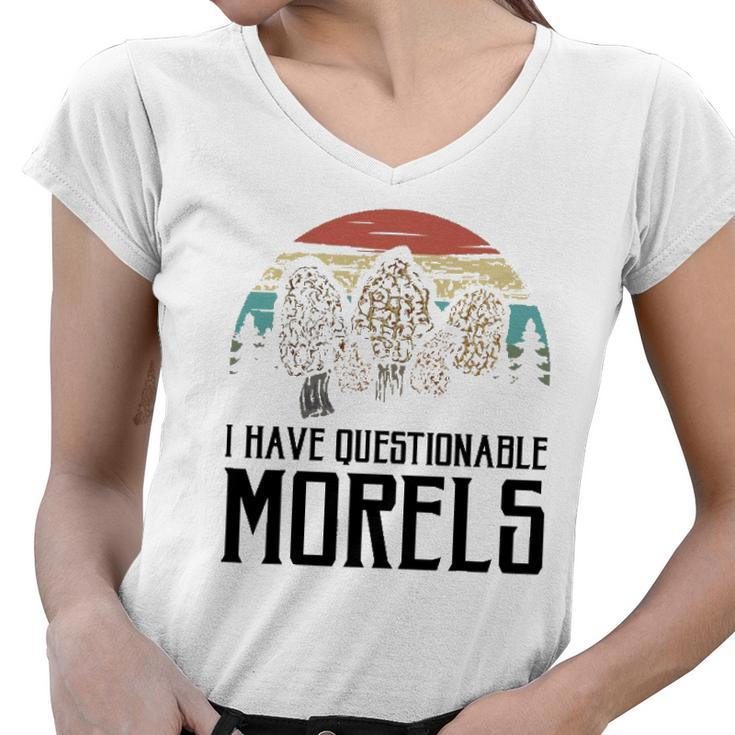 Funny Morel Mushroom Gift For Men Women Mycologist Lovers Women V-Neck T-Shirt