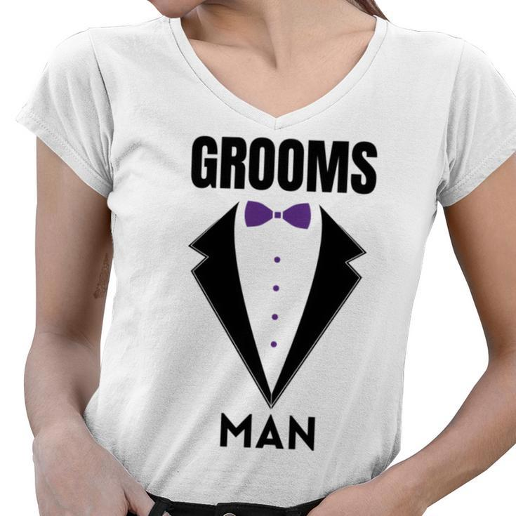 Groomsman Grooms Squad Stag Party Friends Themed  Women V-Neck T-Shirt