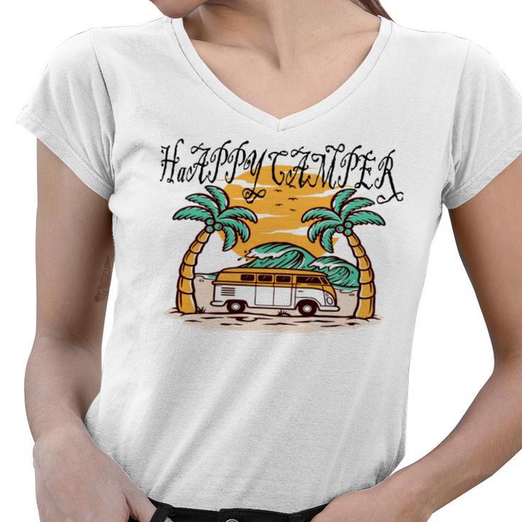 Happy Camper V2 Women V-Neck T-Shirt