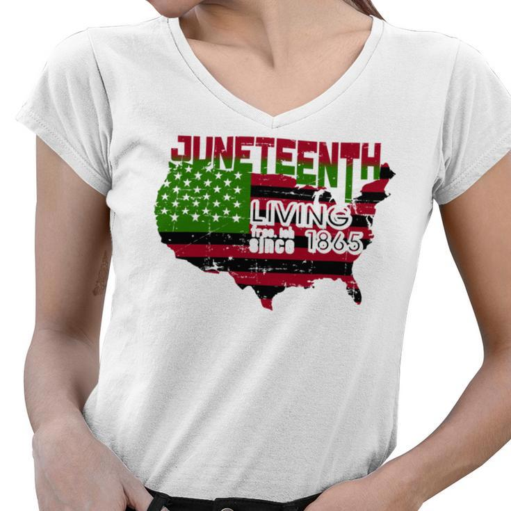 Juneteenth Living FreeIsh Since 1865 Tshirt Women V-Neck T-Shirt
