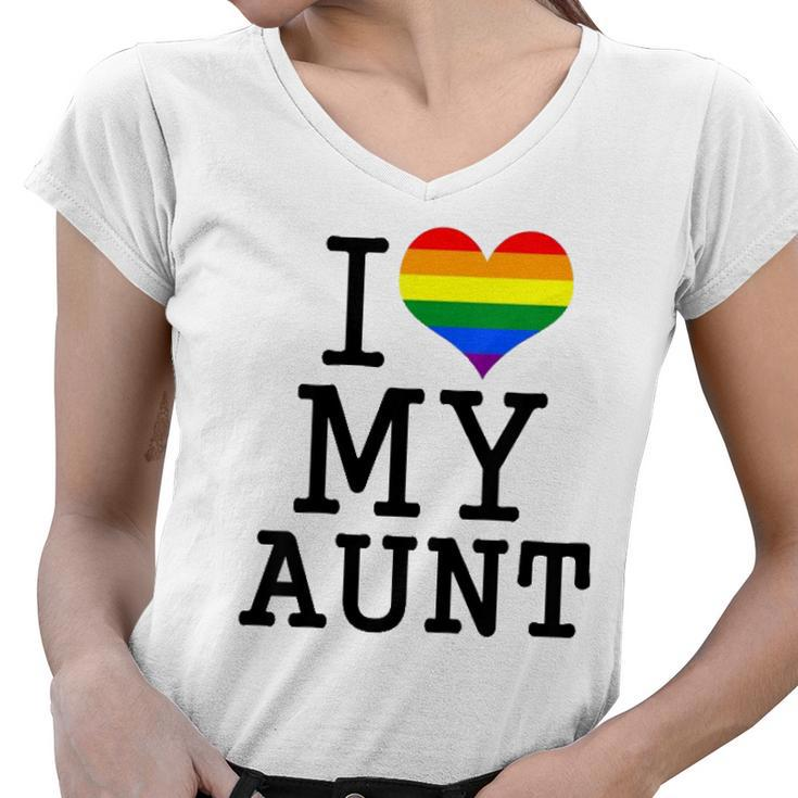 Kids I Love My Gay Aunt Baby Clothes Lgbt Pride Toddler Boy Girl Women V-Neck T-Shirt