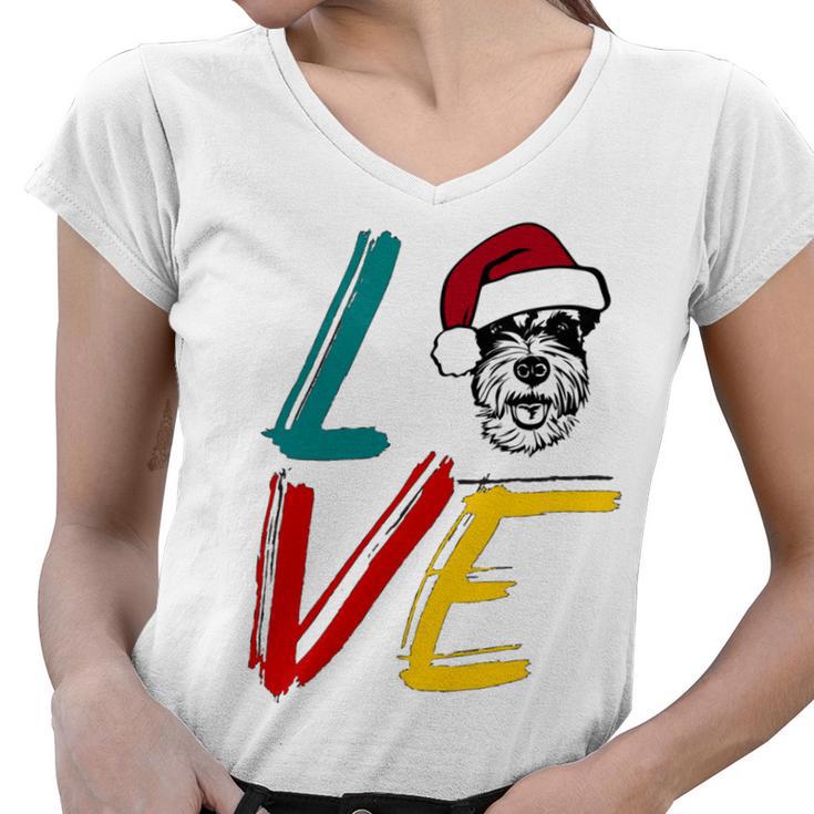 Love My Xmas Miniature Schnauzer Women V-Neck T-Shirt