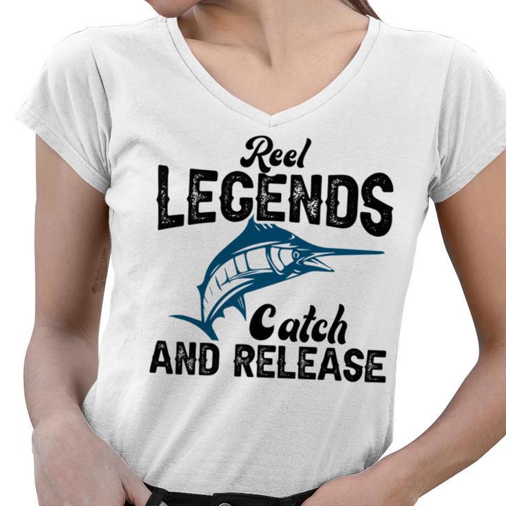 Loving Fish Reel Legends Catch And Release Women V-Neck T-Shirt