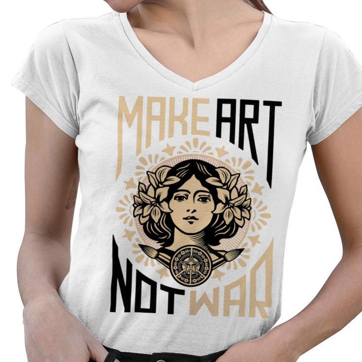 Make Art Not War Symbol Women V-Neck T-Shirt