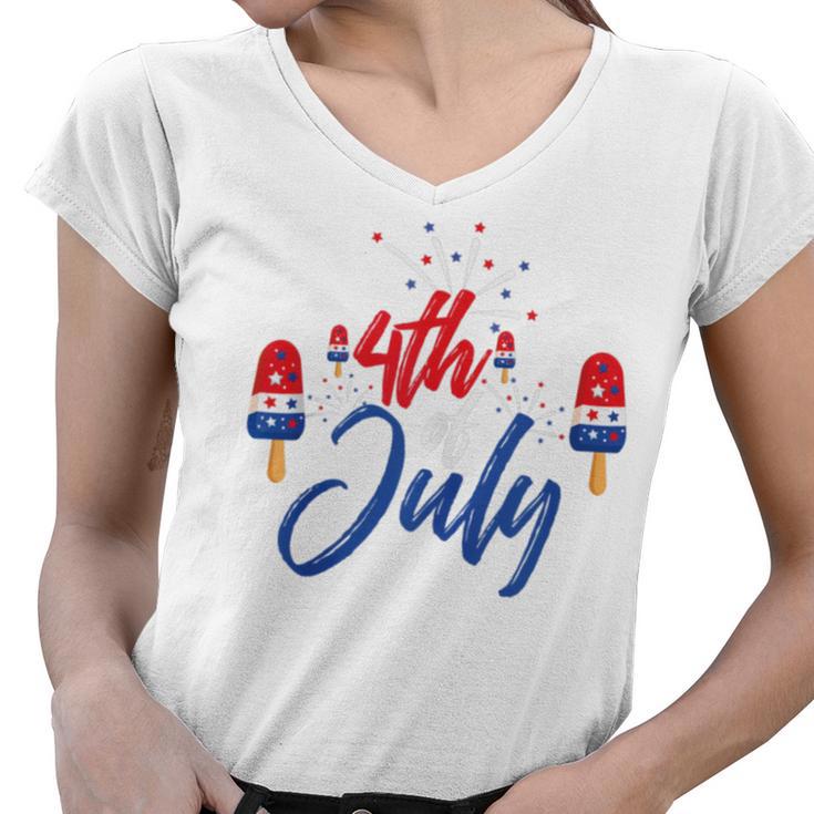 Memorial Day 4Th Of July Holiday Patriotic Ice Cream V2 Women V-Neck T-Shirt