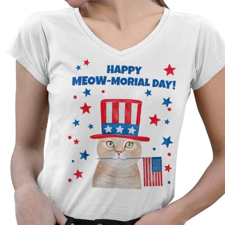 Memorial Day Cat Meowmorial Day Women V-Neck T-Shirt