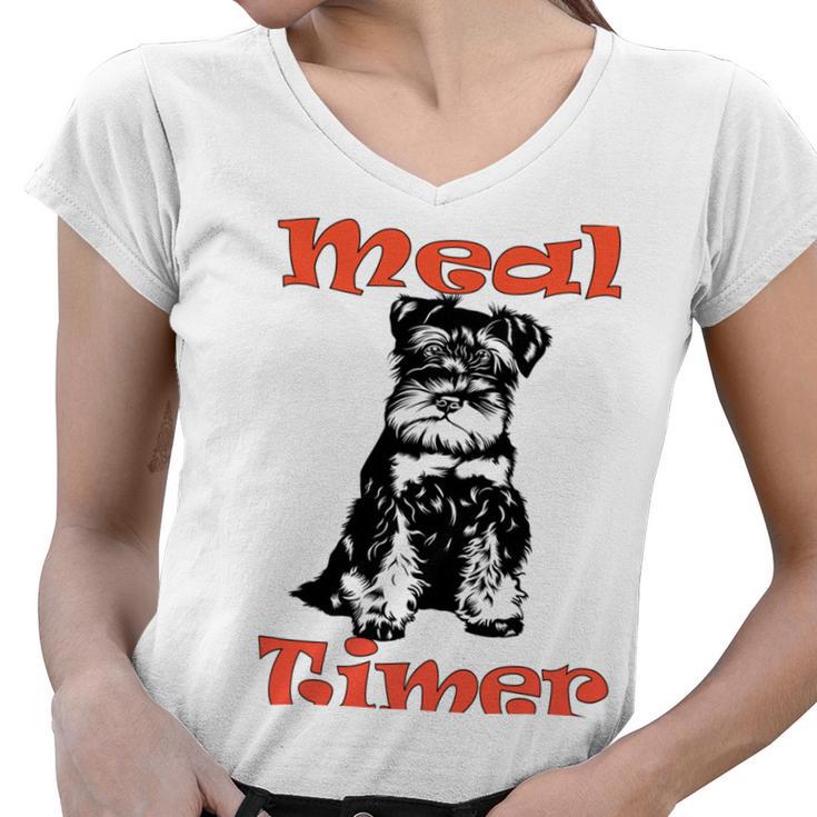 Miniature Schnauzer At Home Meal Timer Multi Tasking Dog Women V-Neck T-Shirt