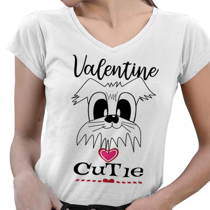 My Valentine Puppy Cutie Women V-Neck T-Shirt