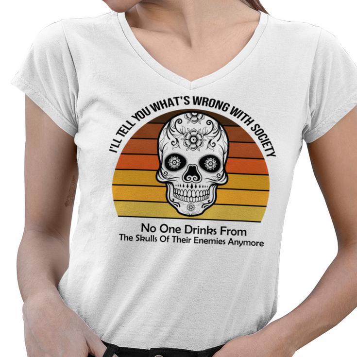 Official  Wrong Society  Drink From The Skull Of Your Enemies   V2 Women V-Neck T-Shirt