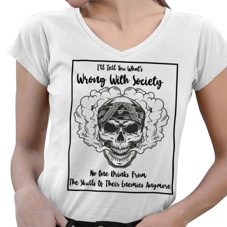 Official Wrong Society Drink From The Skull Of Your Enemies Women V-Neck T-Shirt