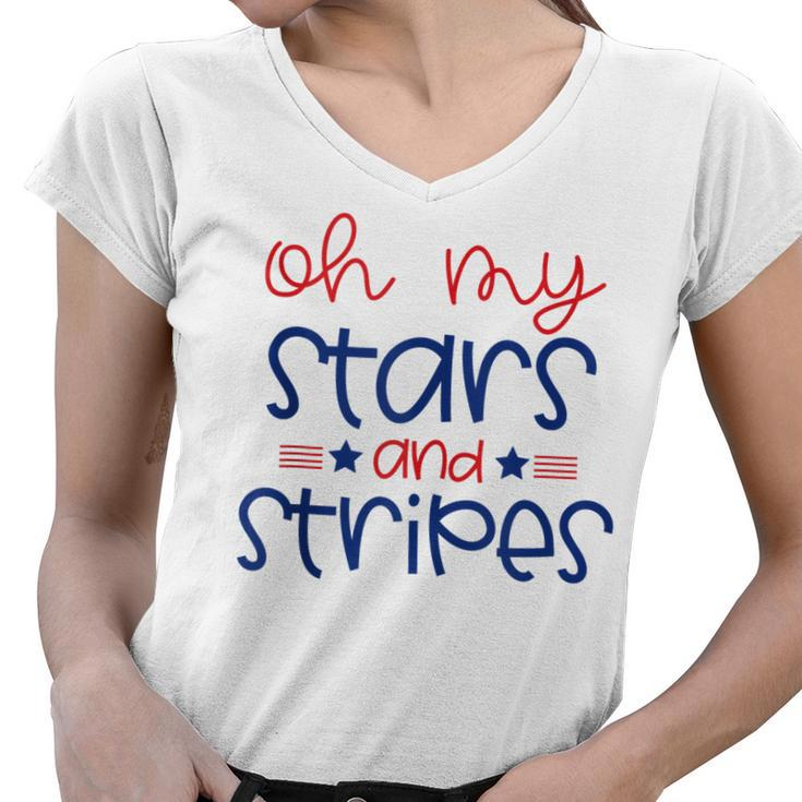 Oh My Stars And Stripes Fourth Of July  For Women Kids  V2 Women V-Neck T-Shirt