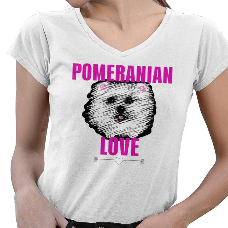 Pomeranian Dog Love Dog Owner Women V-Neck T-Shirt