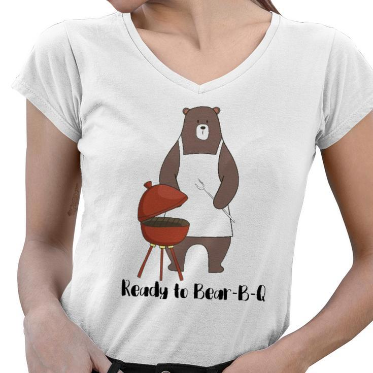 Ready To Bear B Q Funny Bbq Bear Women V-Neck T-Shirt