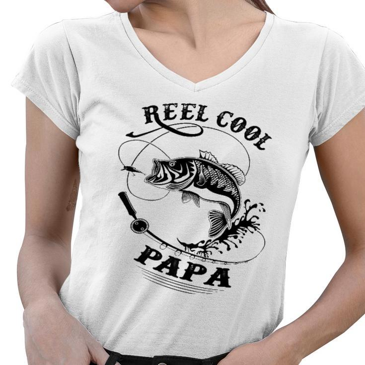Reel Cool Papa Tee  - Cool Fisherman Gift Tee Women V-Neck T-Shirt