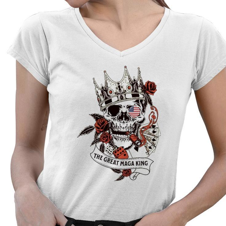 Skull The Great Maga King Women V-Neck T-Shirt