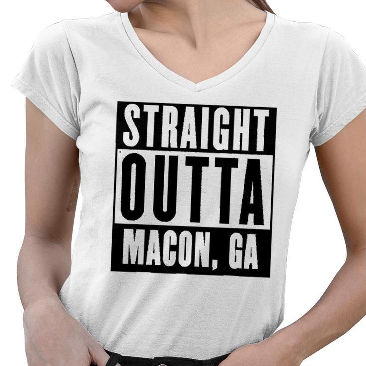 Straight Outta Georgiamacon Home Tee V Neck Women V-Neck T-Shirt