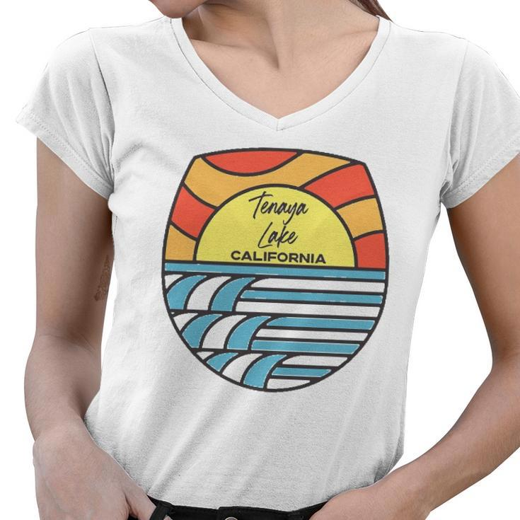 Tenaya Lake California Ca Sunset Souvenir Vacation Women V-Neck T-Shirt